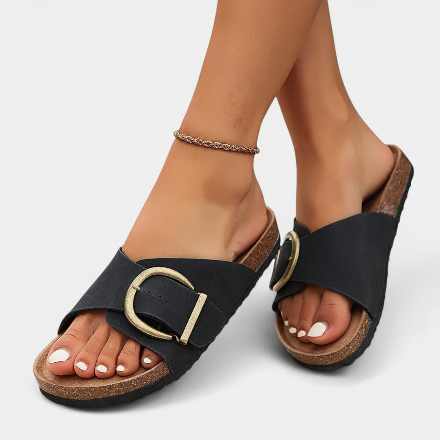 Lukia - Pantofi de vară eleganți din plută cu detalii cu catarame