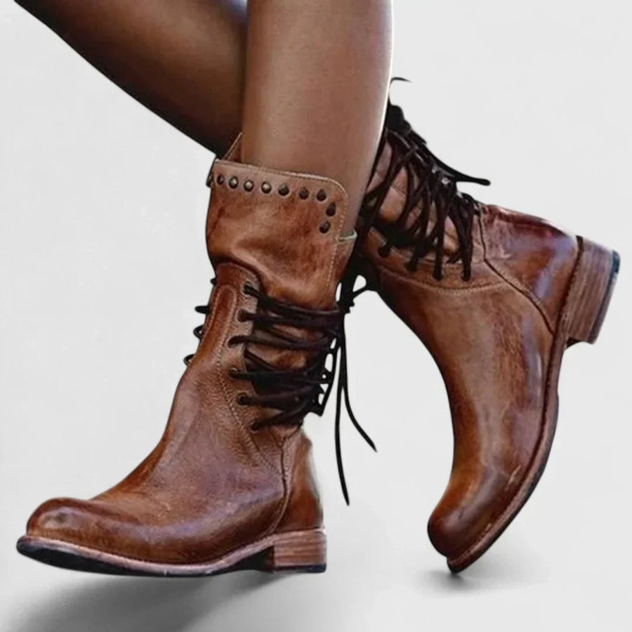 Theano - Botine din piele cu șireturi pentru un stil clasic