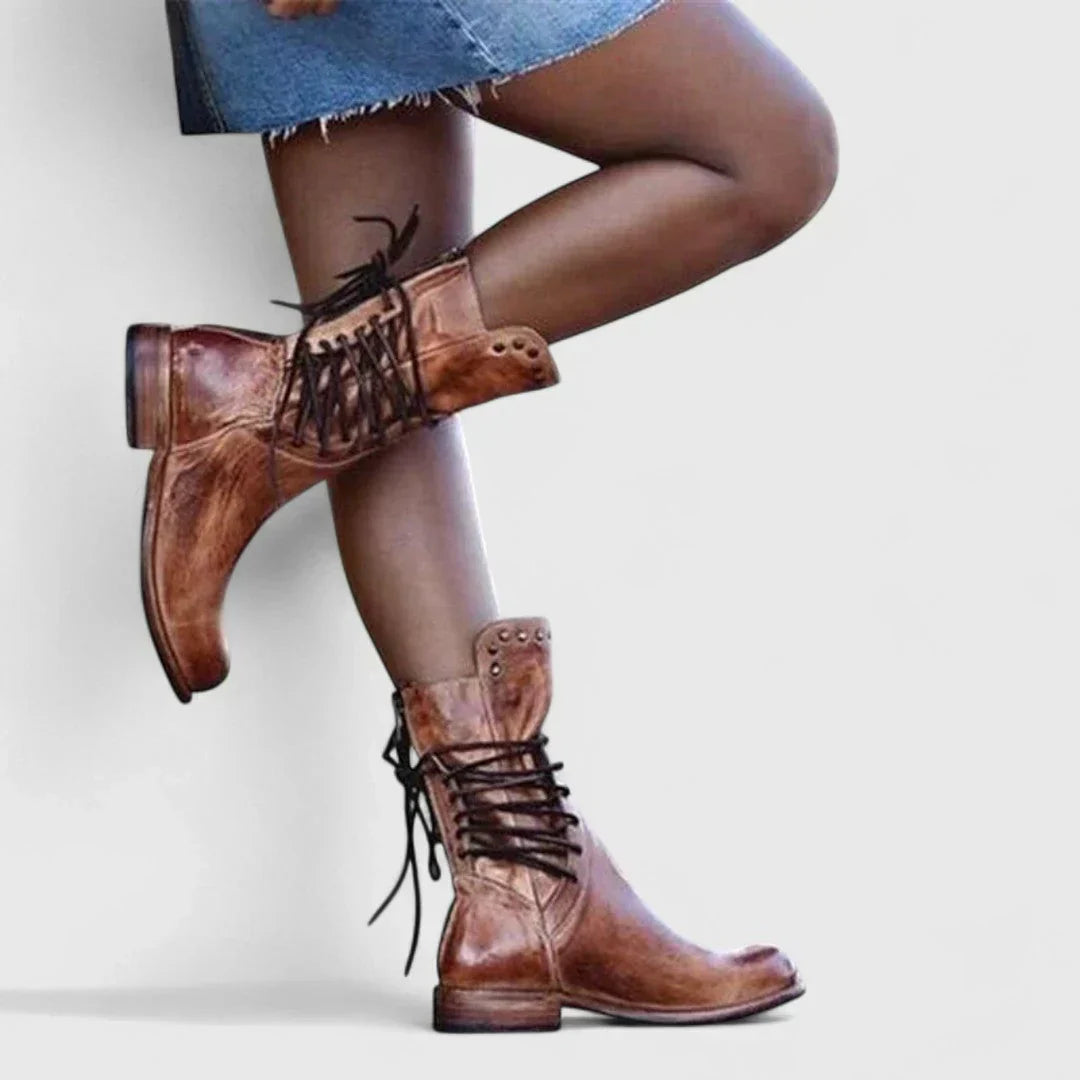 Theano - Botine din piele cu șireturi pentru un stil clasic