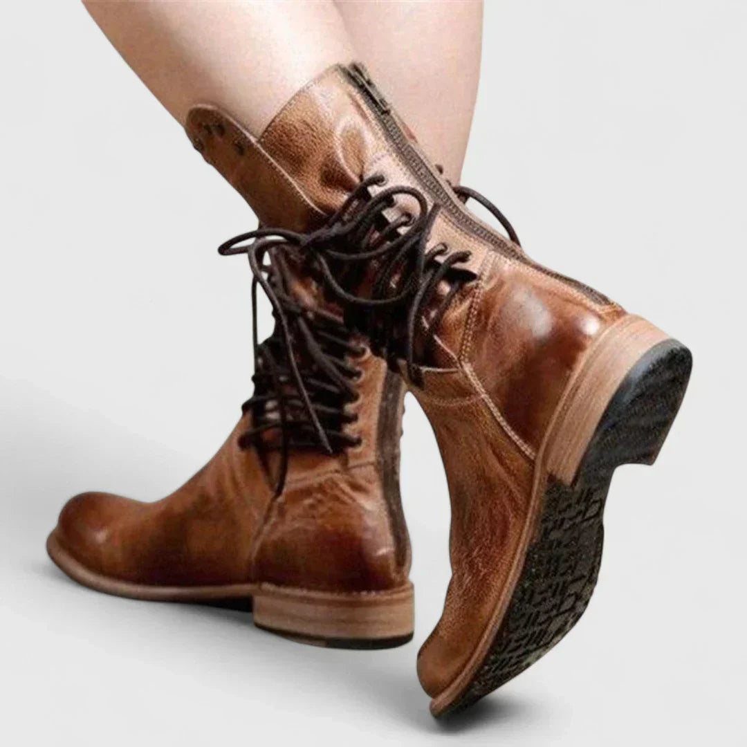 Theano - Botine din piele cu șireturi pentru un stil clasic