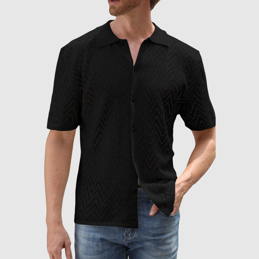 Denis – Cămașă tricotată cu design zig-zag