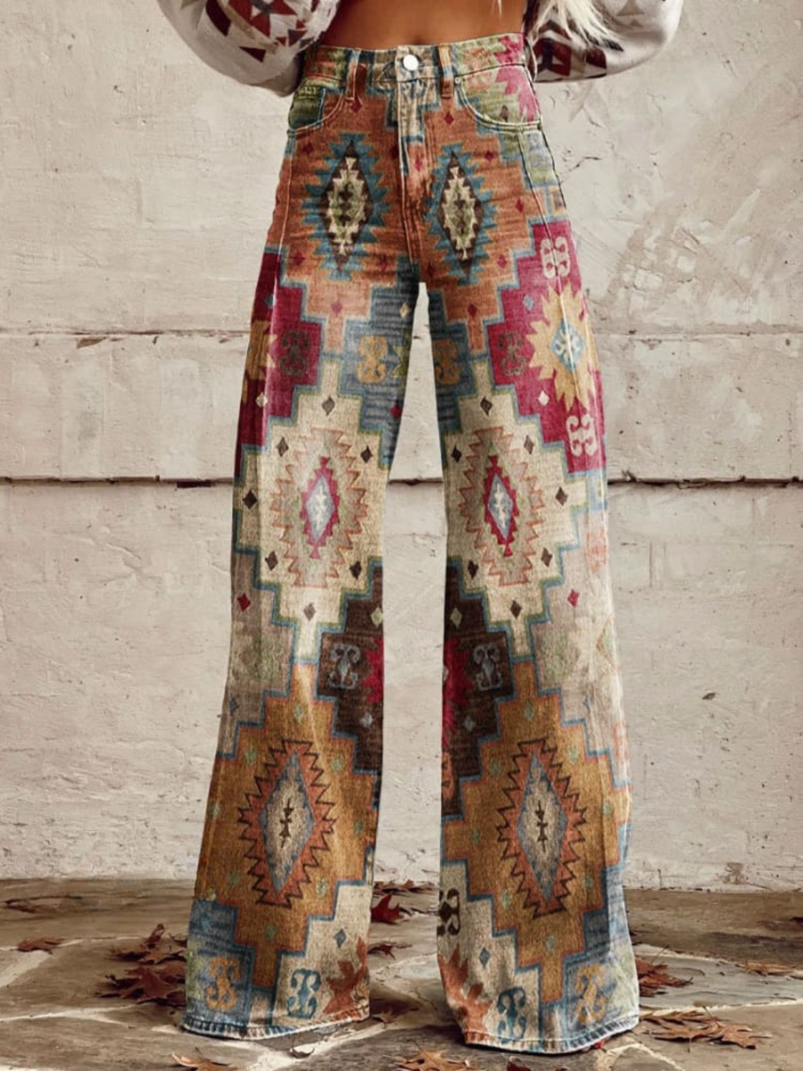 Léa - Pantaloni Eleganți în Stil Boho