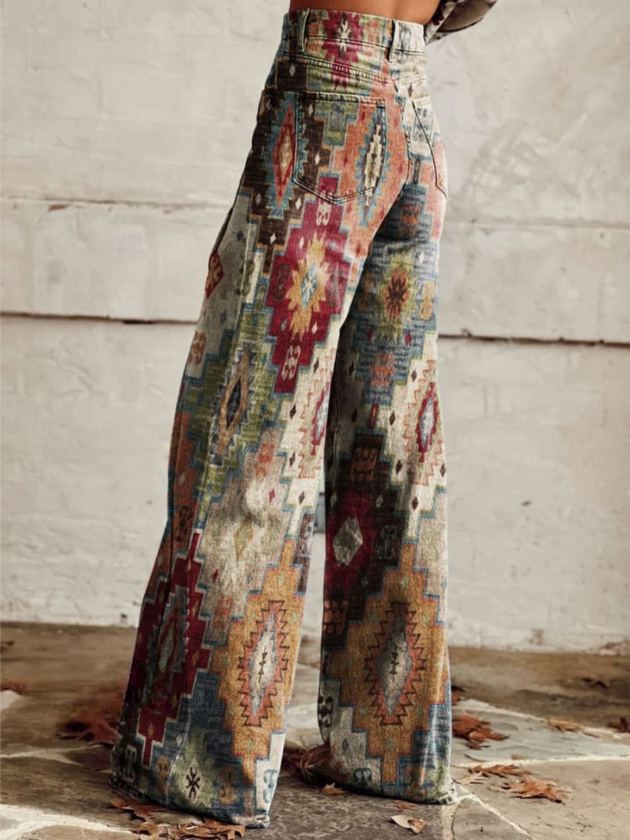Léa - Pantaloni Eleganți în Stil Boho