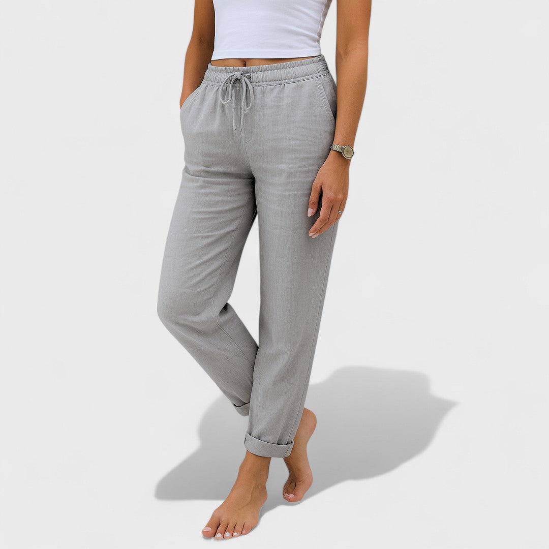 Klara - Pantaloni Elastici din In