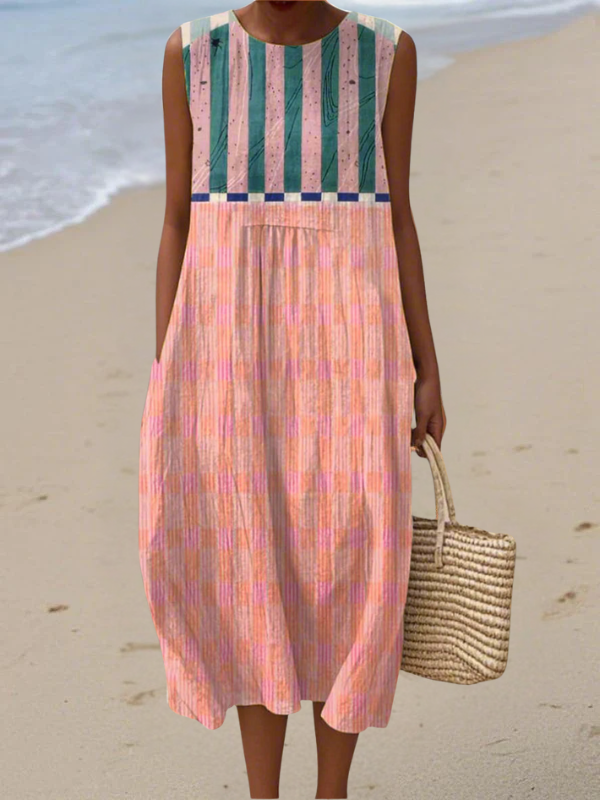 Rochie Midi Lily™ cu Dungi Pastel