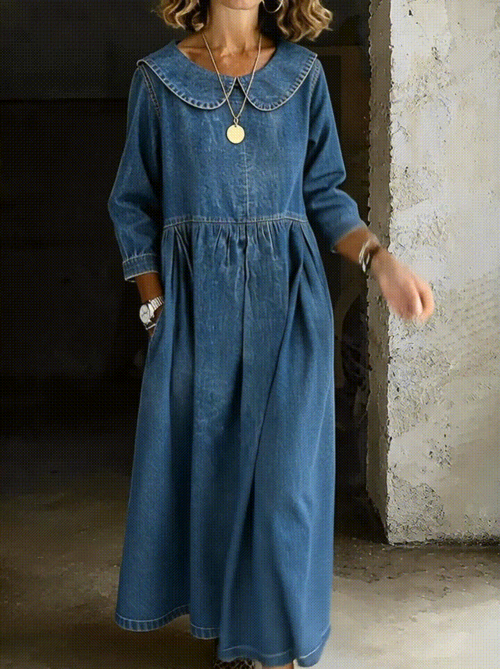 Clara™ | Rochie din denim cu guler tip Peter Pan