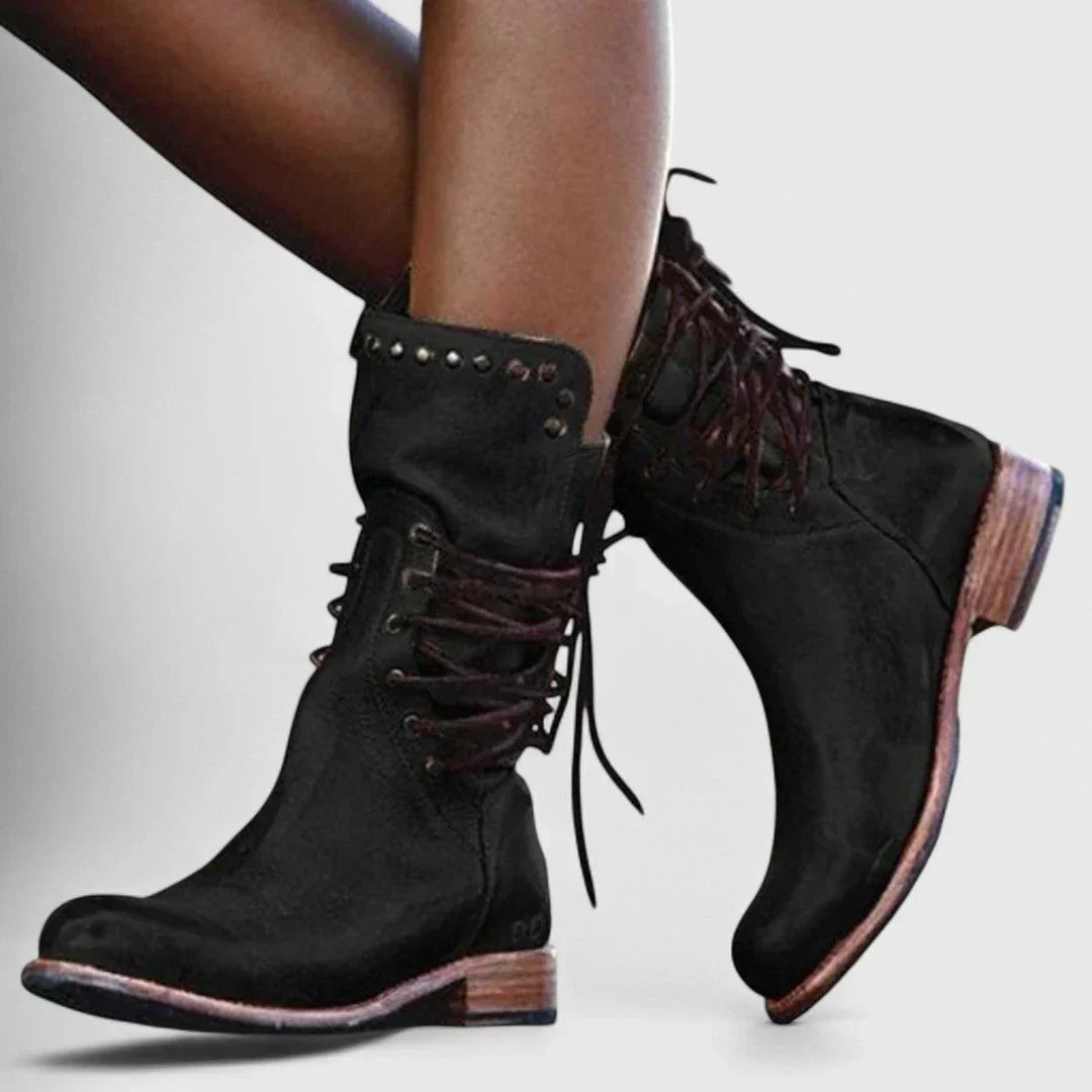 Theano - Botine din piele cu șireturi pentru un stil clasic