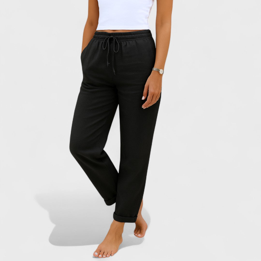 Klara - Pantaloni Elastici din In
