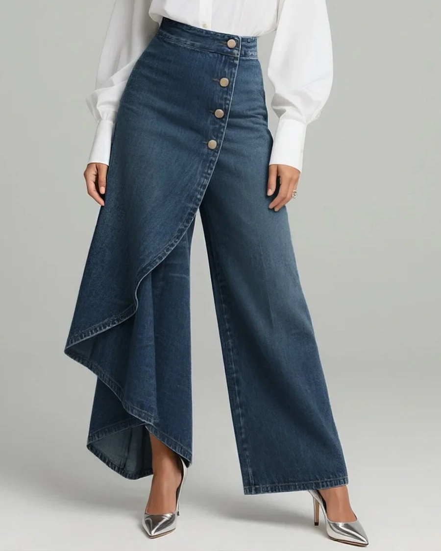 Audrey™ | Pantaloni din denim cu detaliu nod