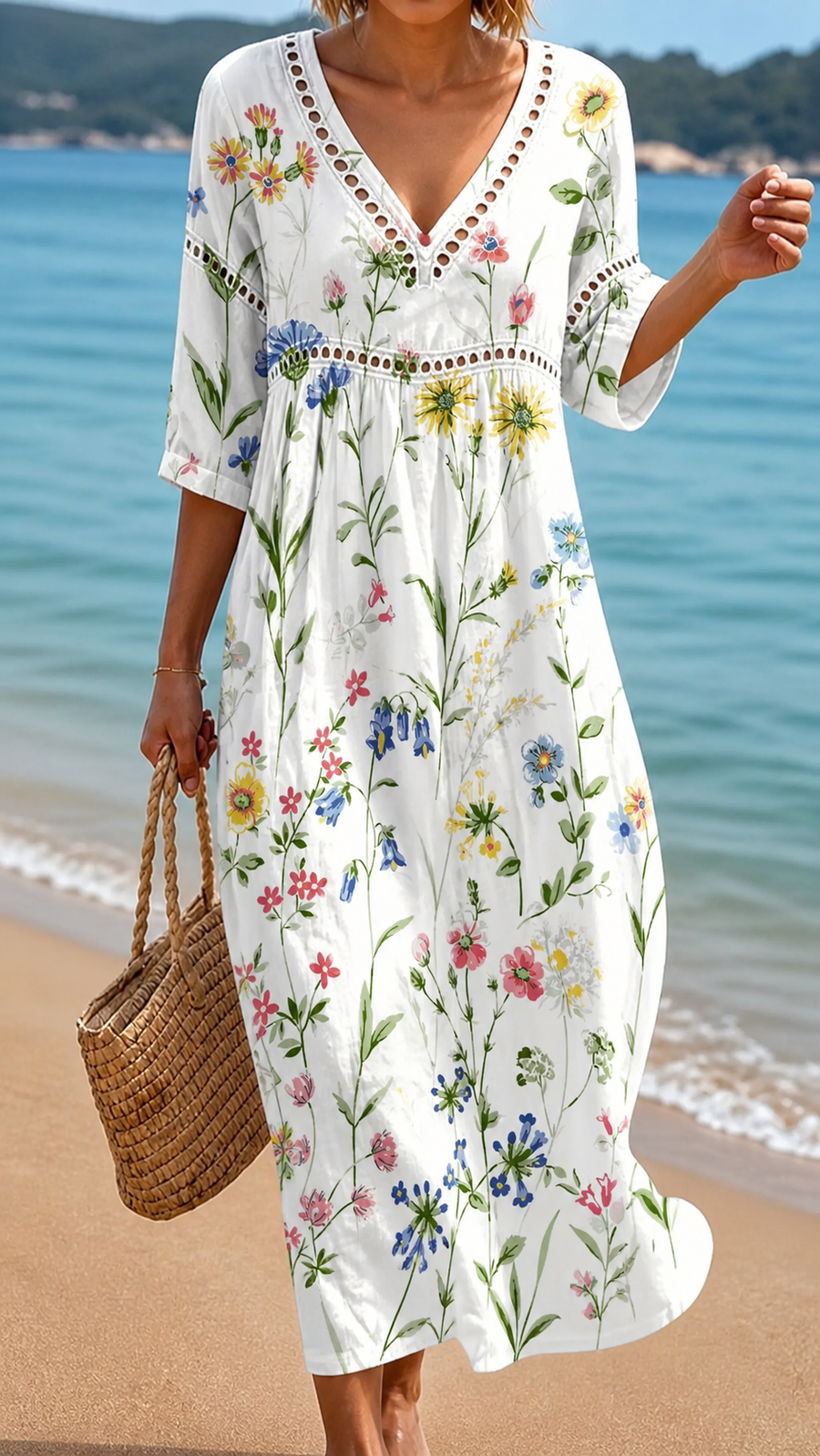 Rochie Midi cu Imprimeu Floral Delicat