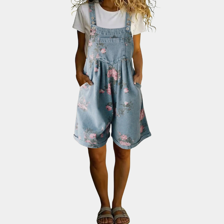 Judy™ | Salopetă Vintage din Denim cu Motive Florale