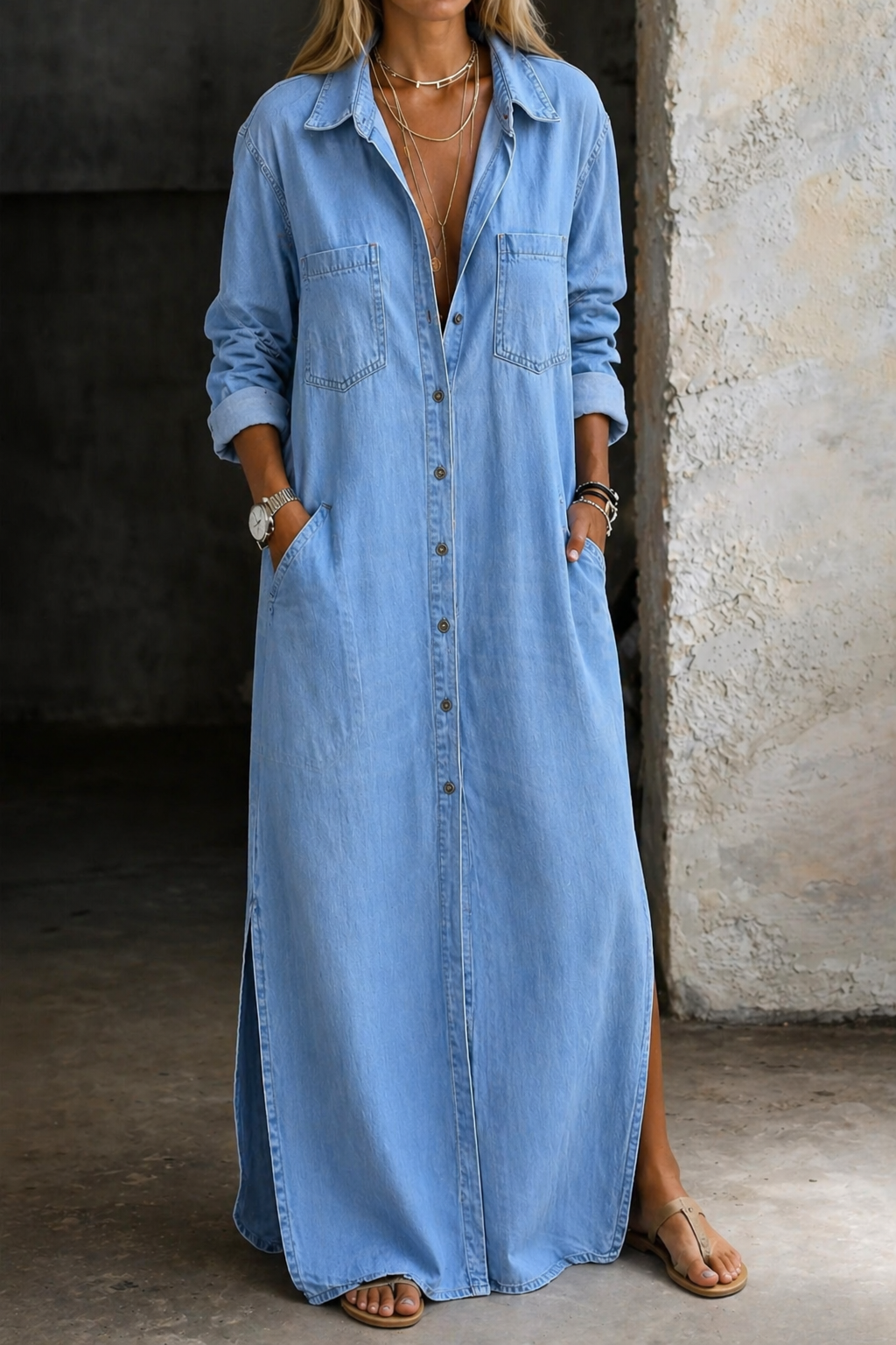 Delana | Salopetă Denim cu Butoni