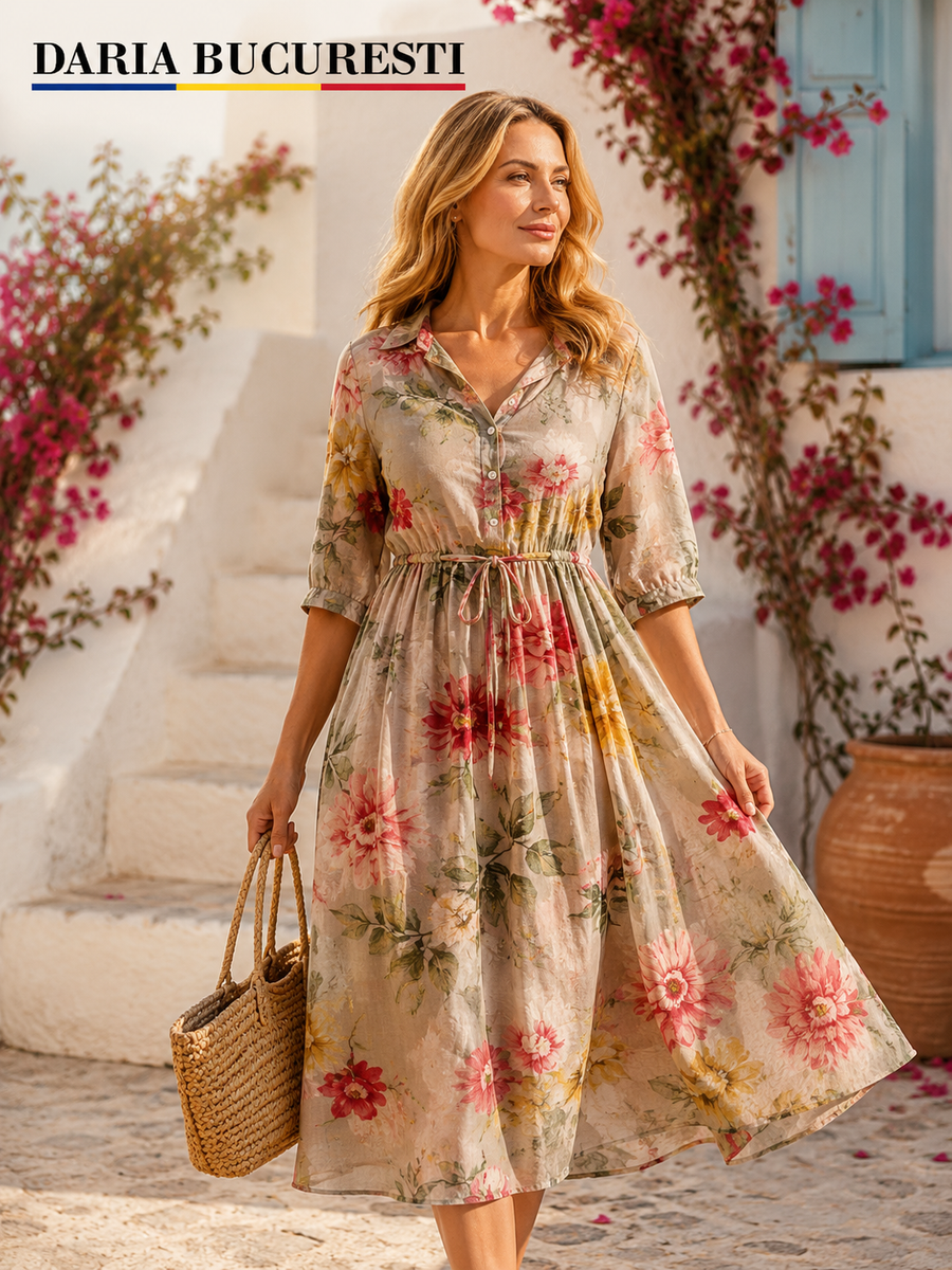 Estelle | Rochie cu Flori Sălbatice Elegante