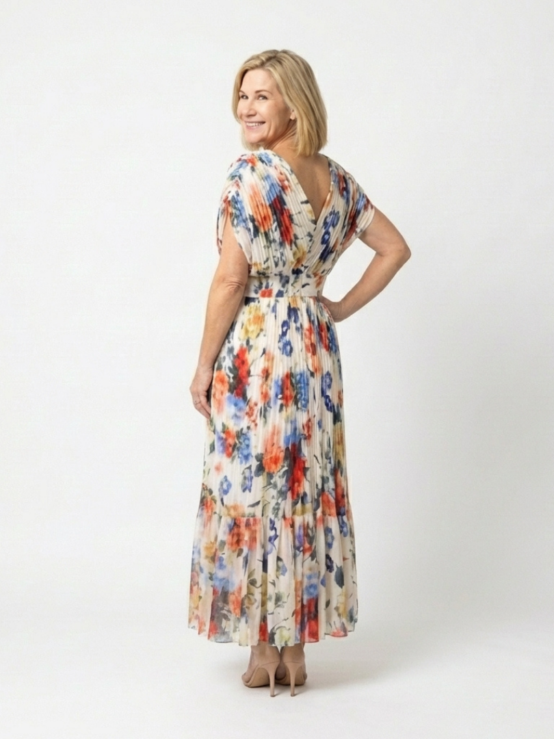 Rochie Midi Plisată Savannah, Fără Mâneci, Scurtă
