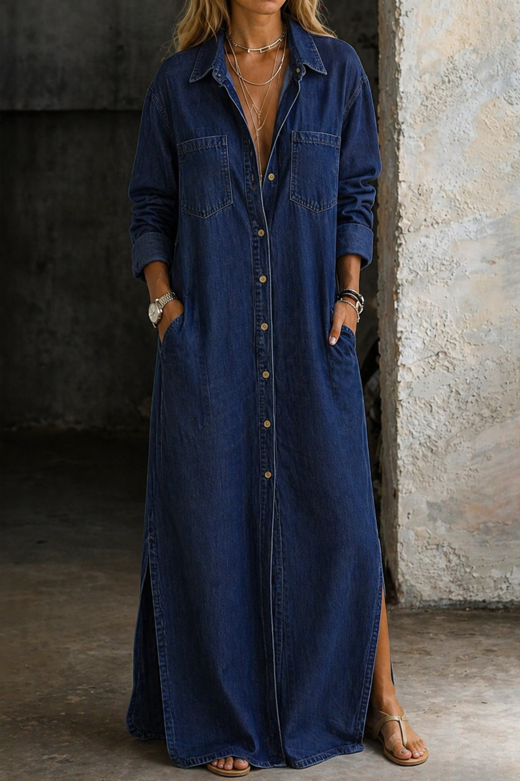 Delana | Salopetă Denim cu Butoni