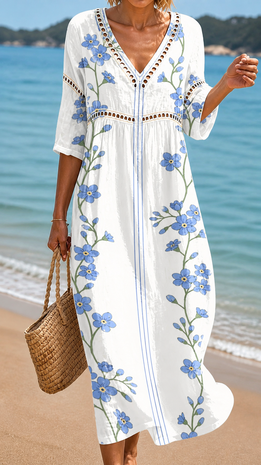 Rochie Midi Florală Lejeră