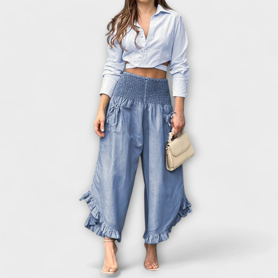 Jaya - Pantaloni Lejeri din In cu Detalii Trendy