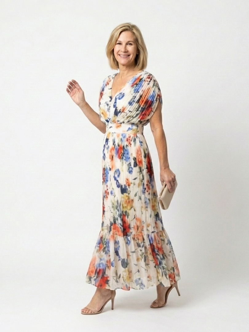 Rochie Midi Plisată Savannah, Fără Mâneci, Scurtă