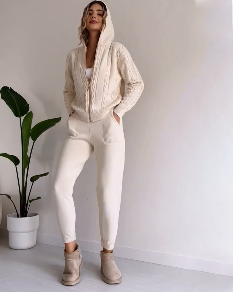 Ania - Compleu casual din două piese cu jacquard texturat