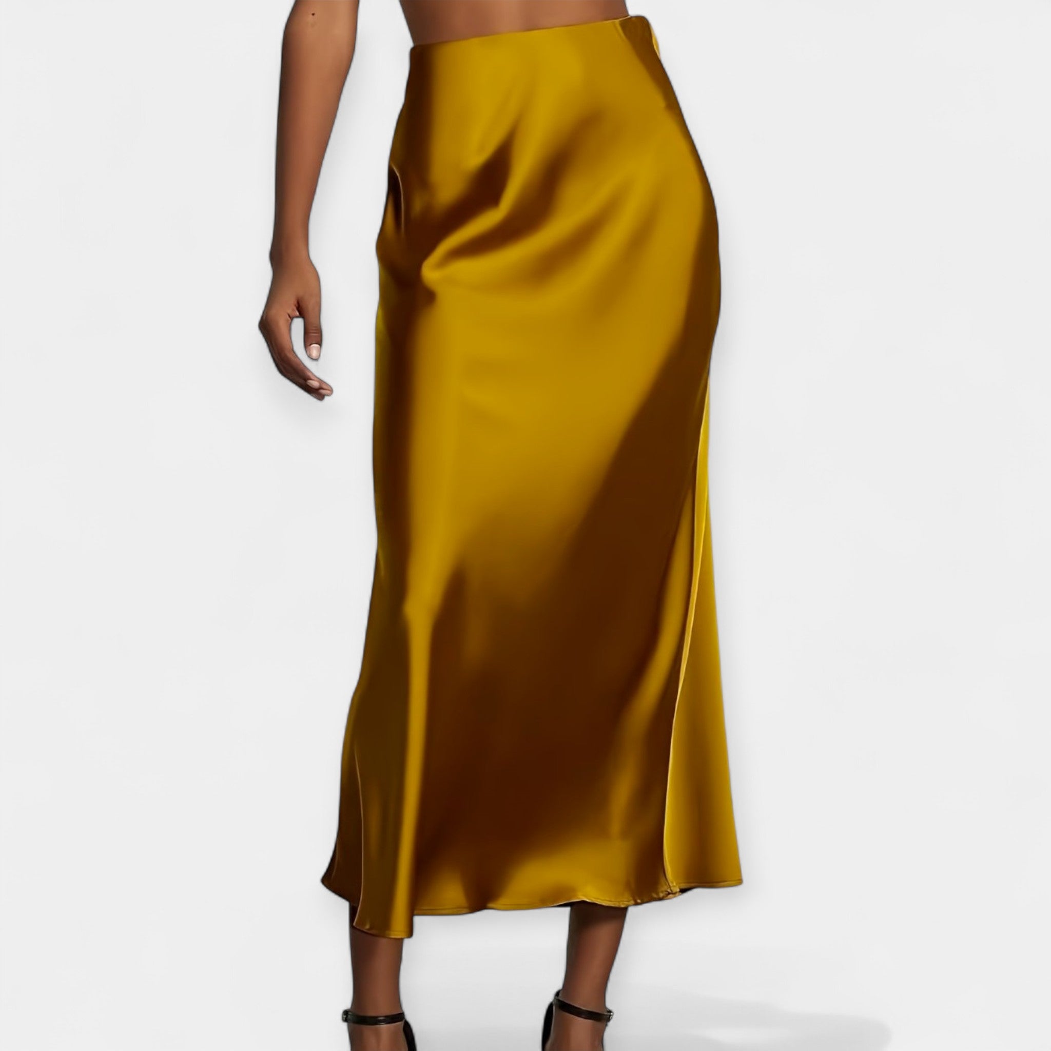 Fustă Midi Elegantă cu Talie Înaltă