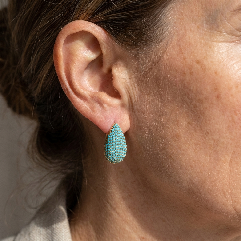 Turquoise Pavé Drop-Shaped Earrings