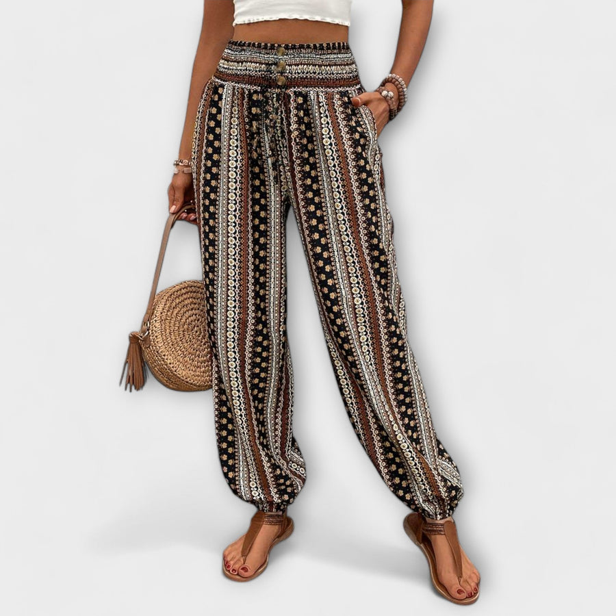 Scarlet - Pantaloni cu Design Etnic