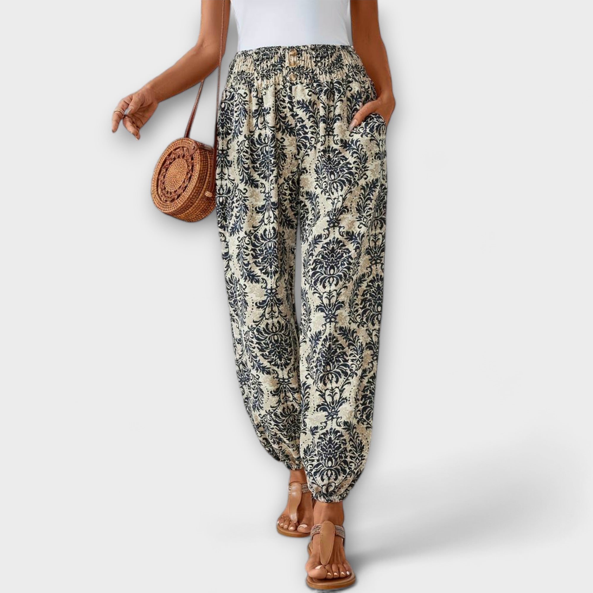 Scarlet - Pantaloni cu Design Etnic