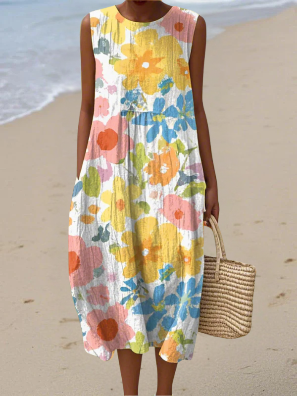 Rochie Midi Florală Pastel Ella™ - Eleganță și Stil