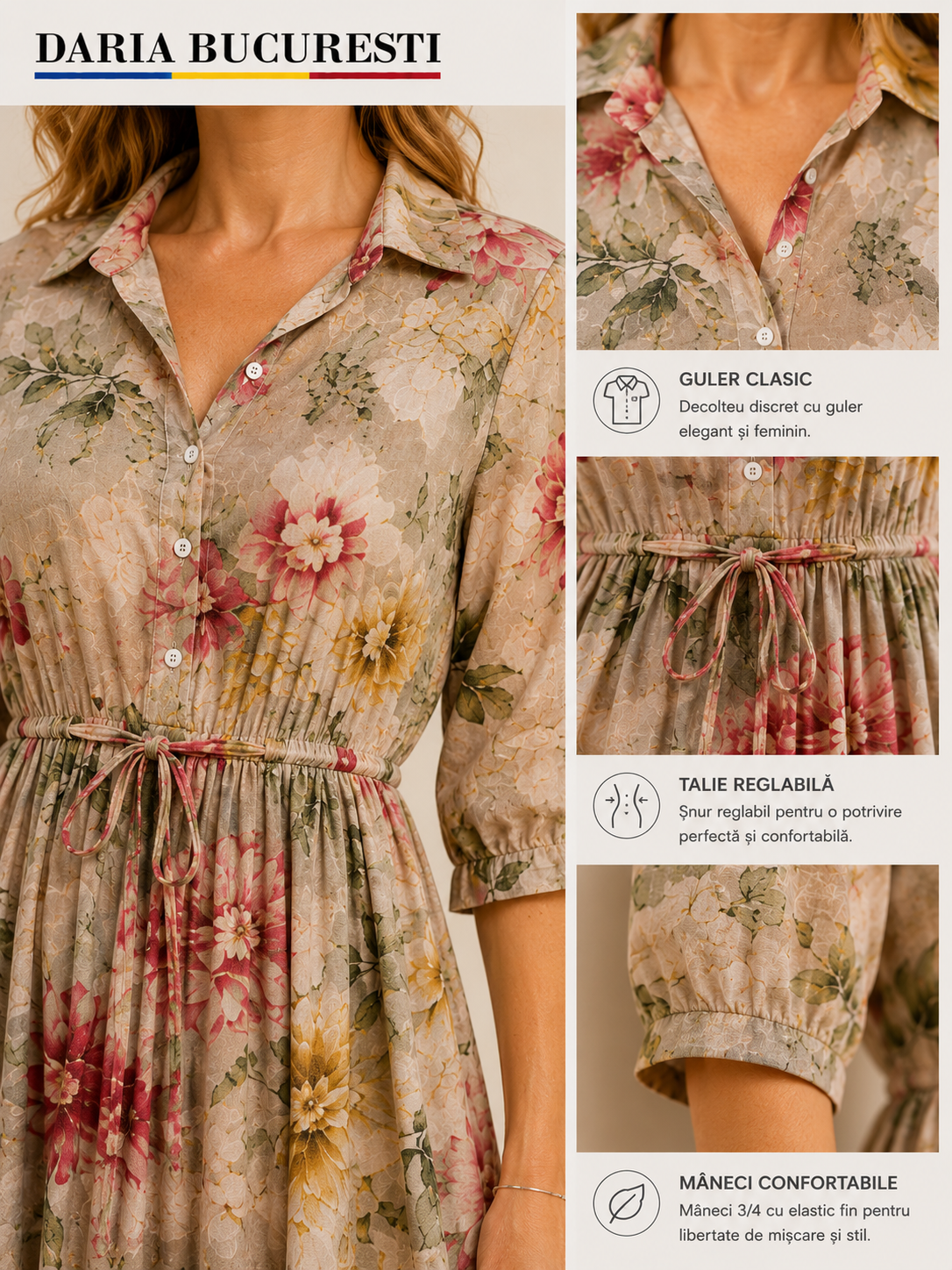 Estelle | Rochie cu Flori Sălbatice Elegante