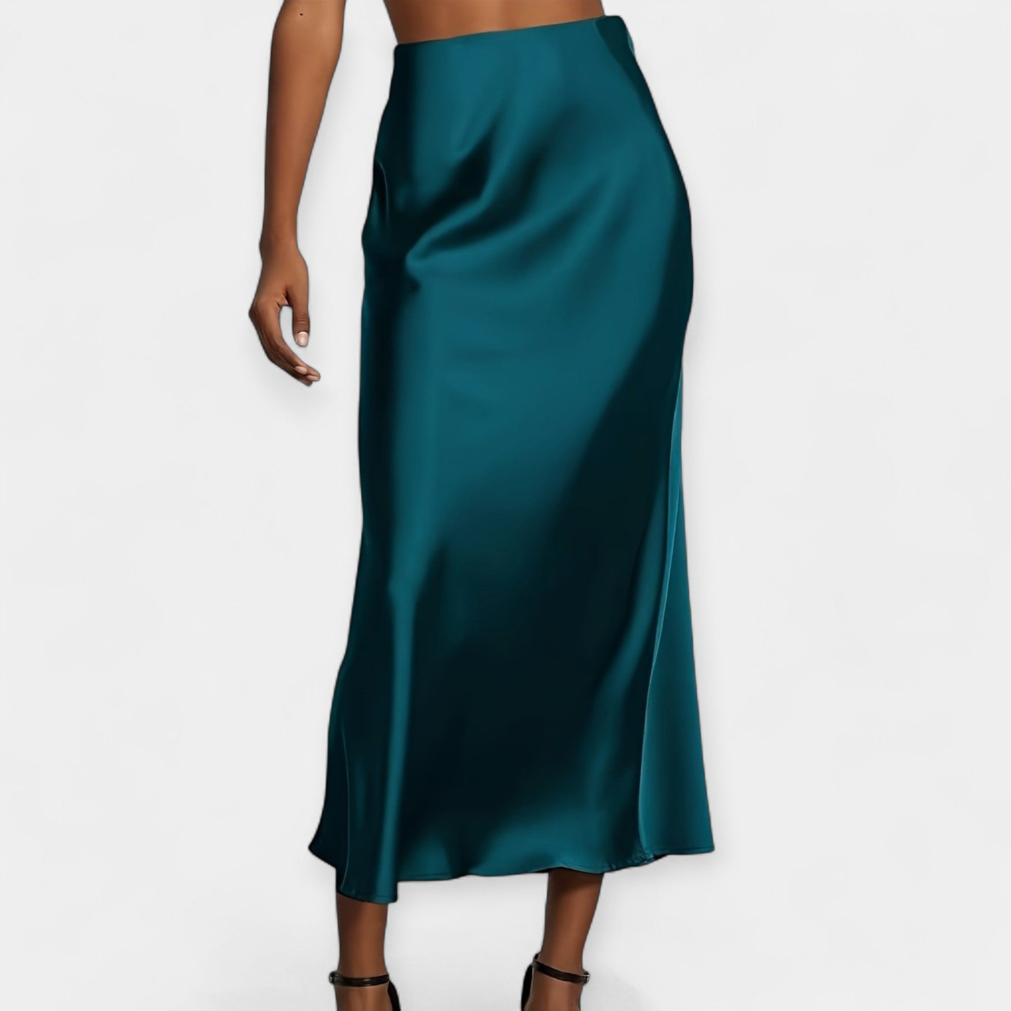 Fustă Midi Elegantă cu Talie Înaltă