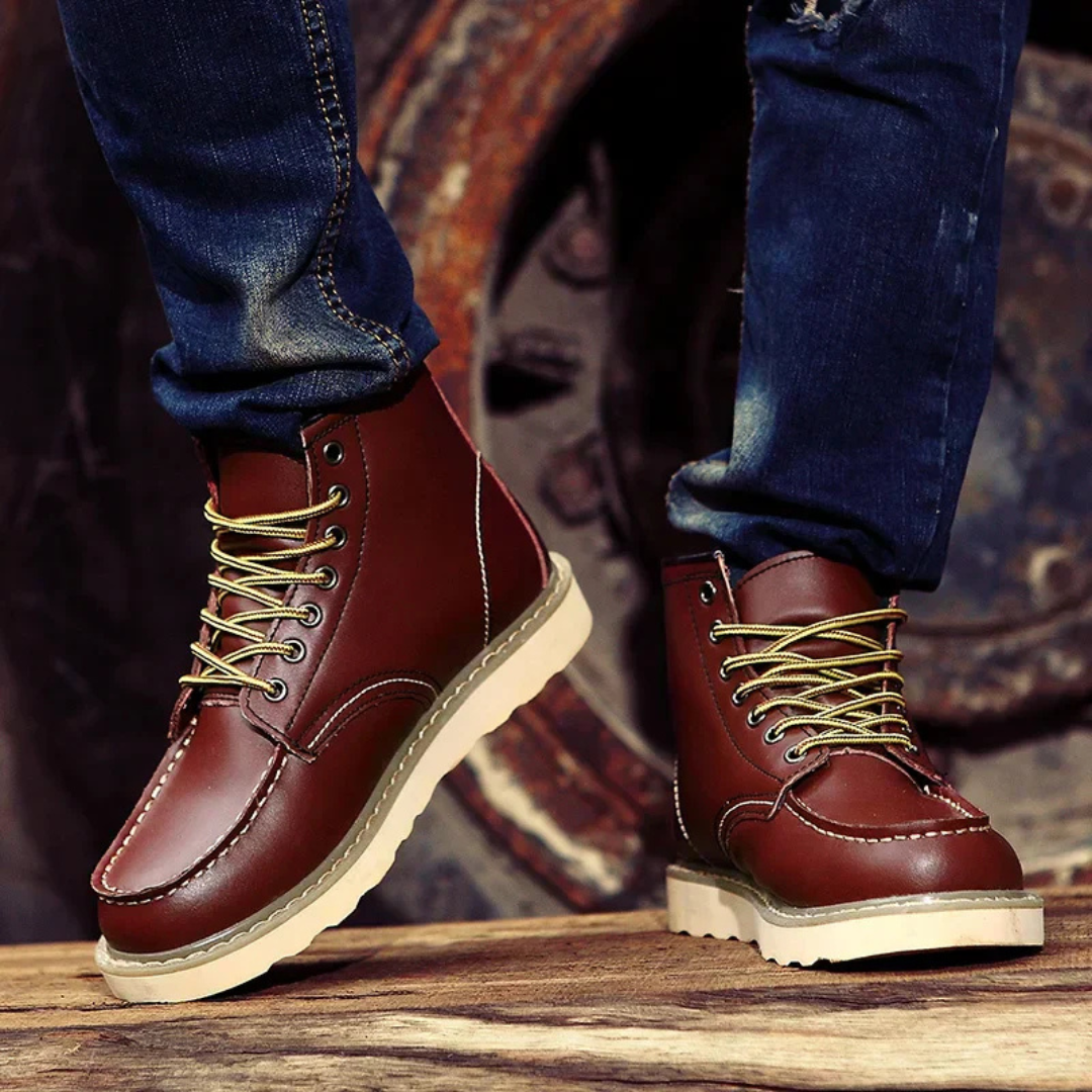 Cole | Botine din piele cu aspect vintage