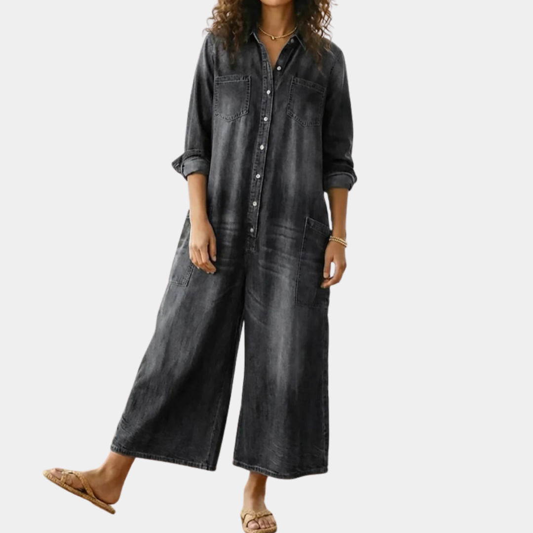 Diana™ | Salopetă vintage din denim cu butoni