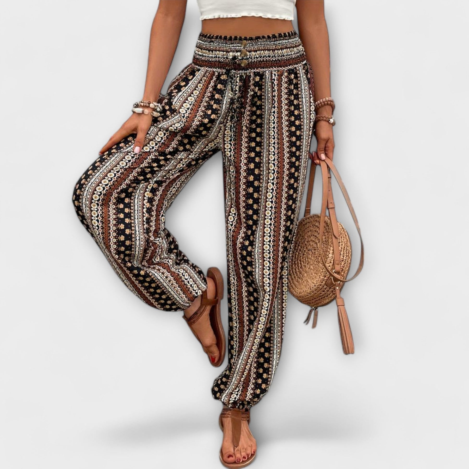 Scarlet - Pantaloni cu Design Etnic