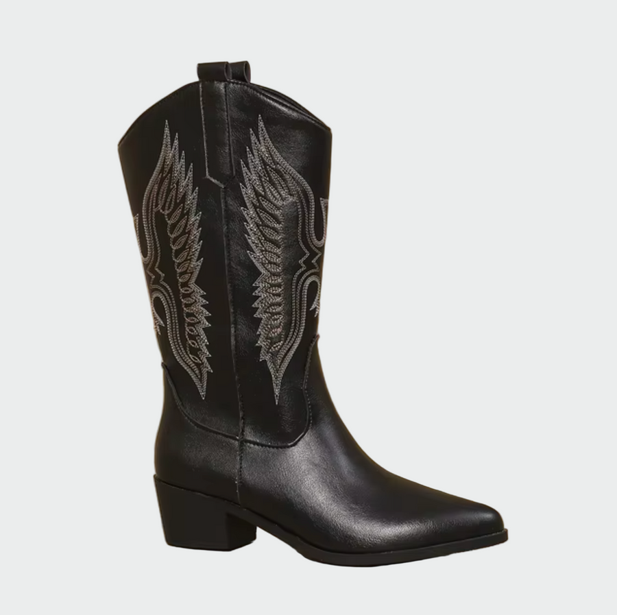 Cvita - Botine Cowboy din Piele Neagră