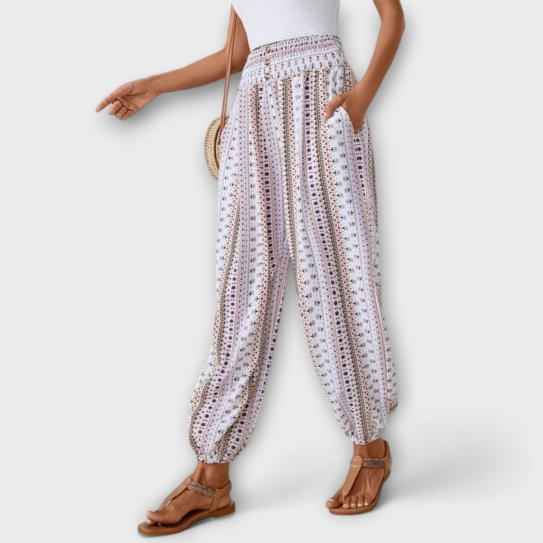 Scarlet - Pantaloni cu Design Etnic