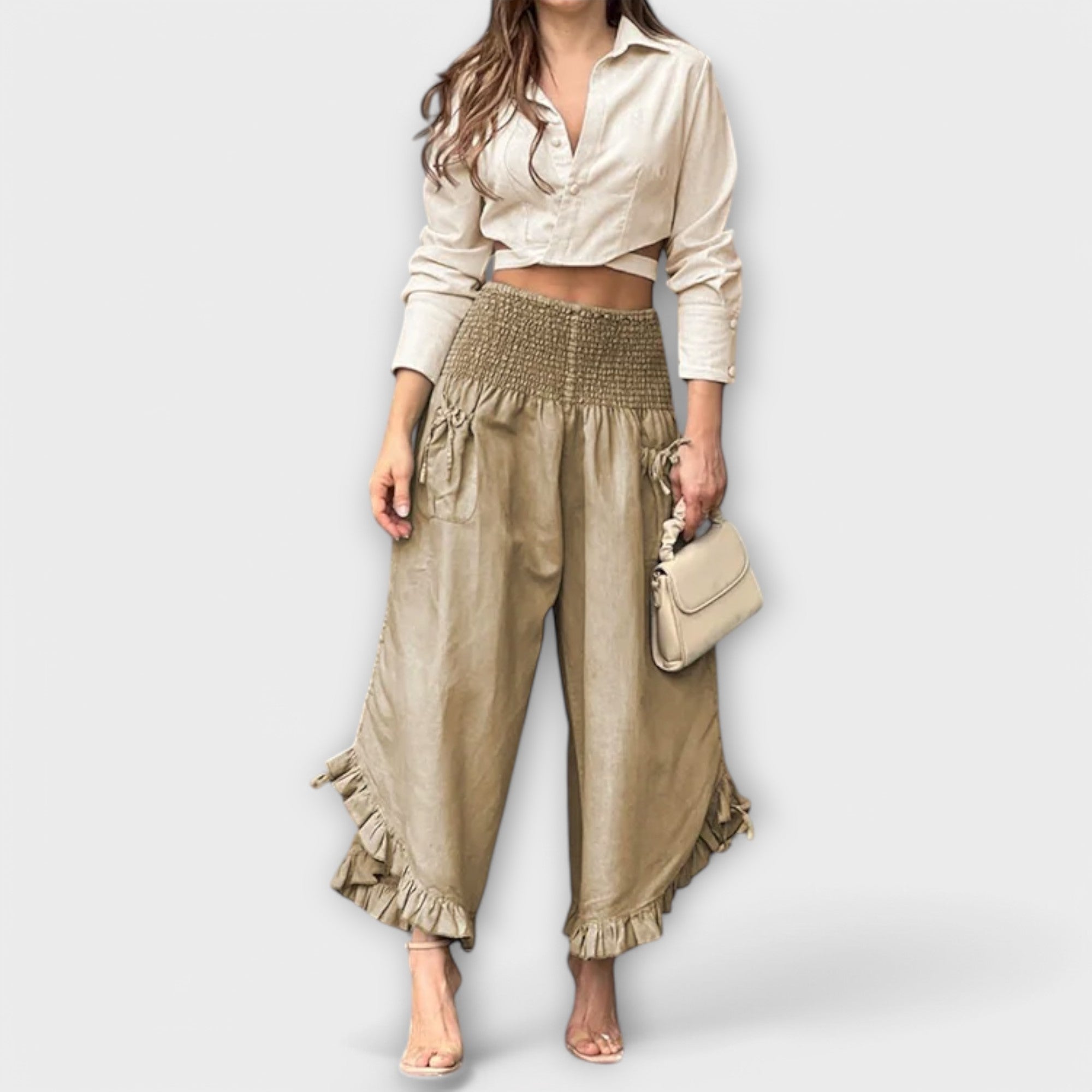 Jaya - Pantaloni Lejeri din In cu Detalii Trendy