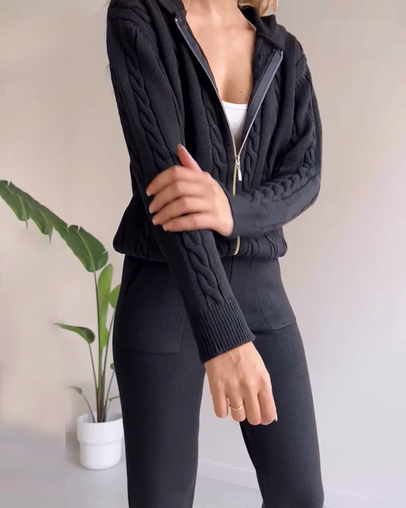 Ania - Compleu casual din două piese cu jacquard texturat