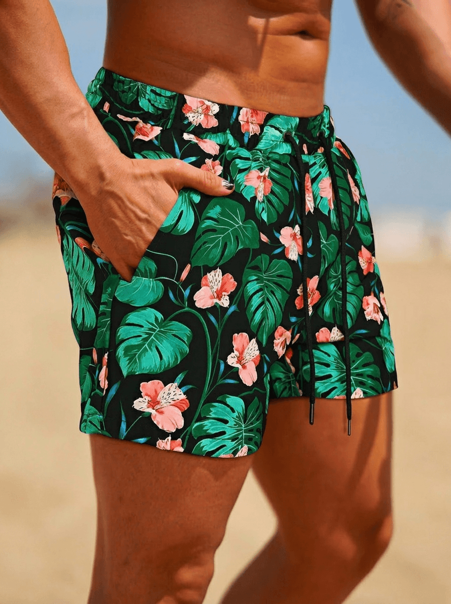 Șort de baie Mondeo - Hibiscus Negru
