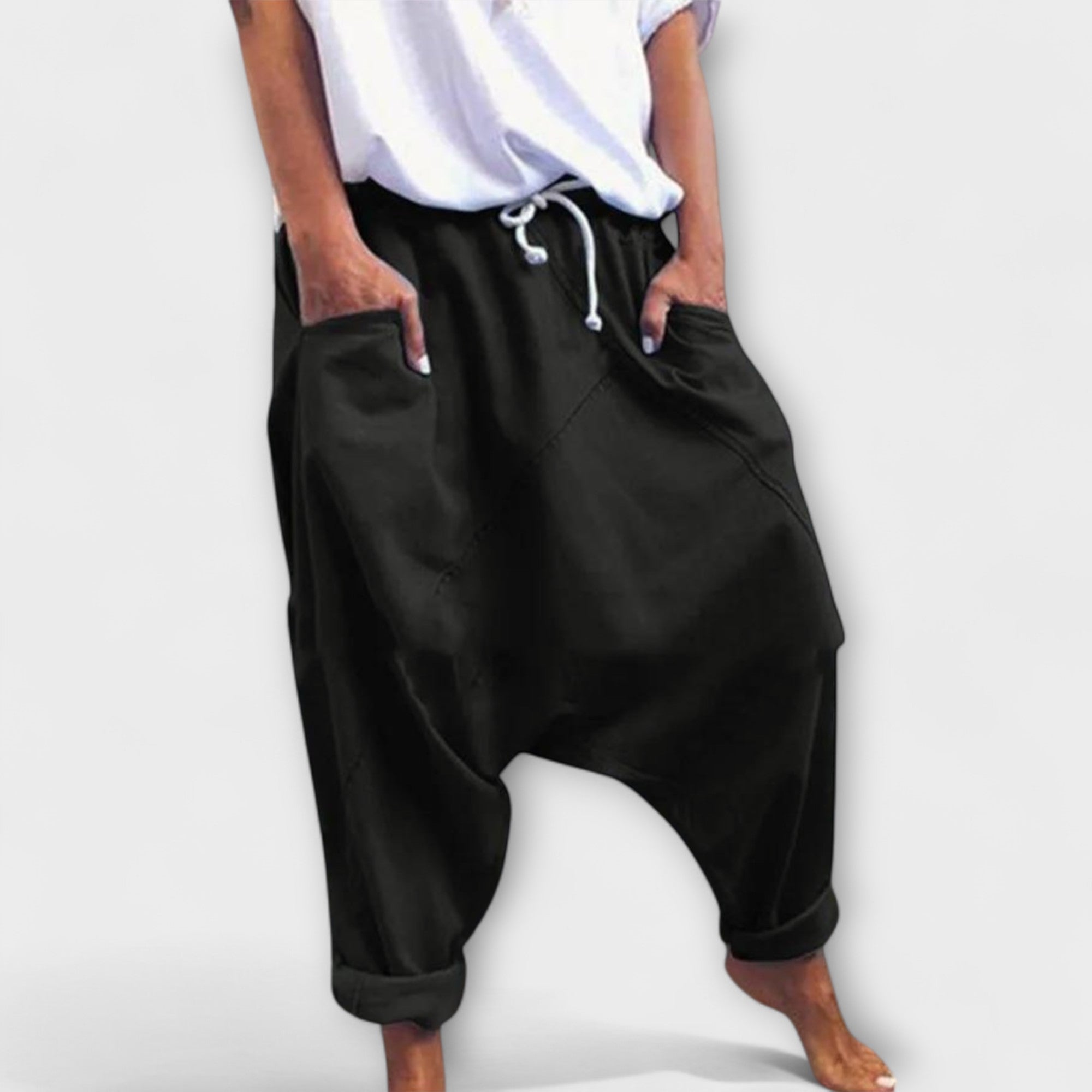 Harem - Pantaloni Largi cu Legare