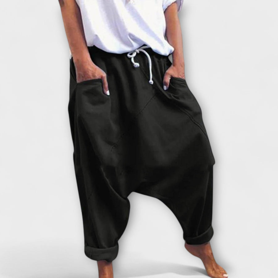 Harem - Pantaloni Largi cu Legare