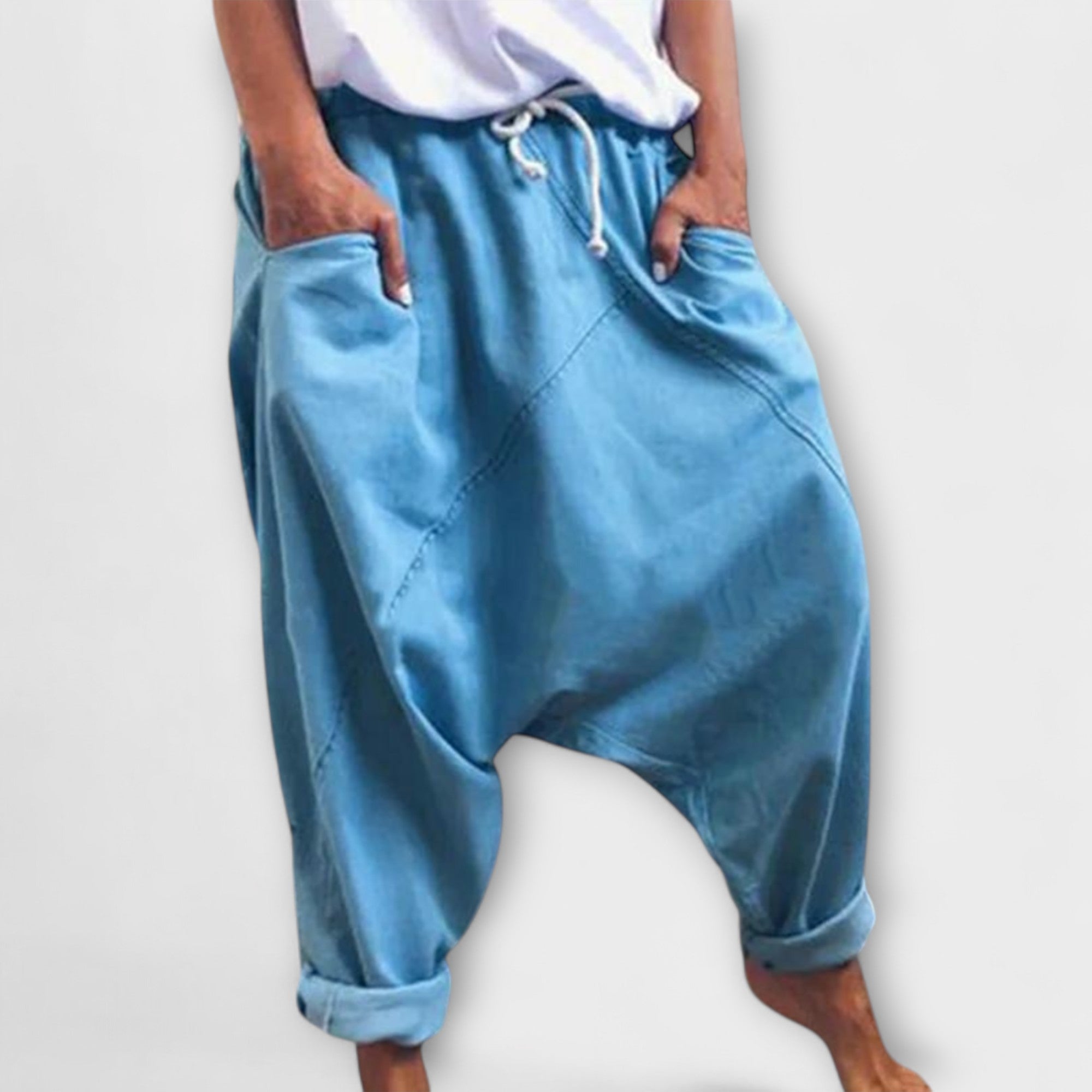 Harem - Pantaloni Largi cu Legare