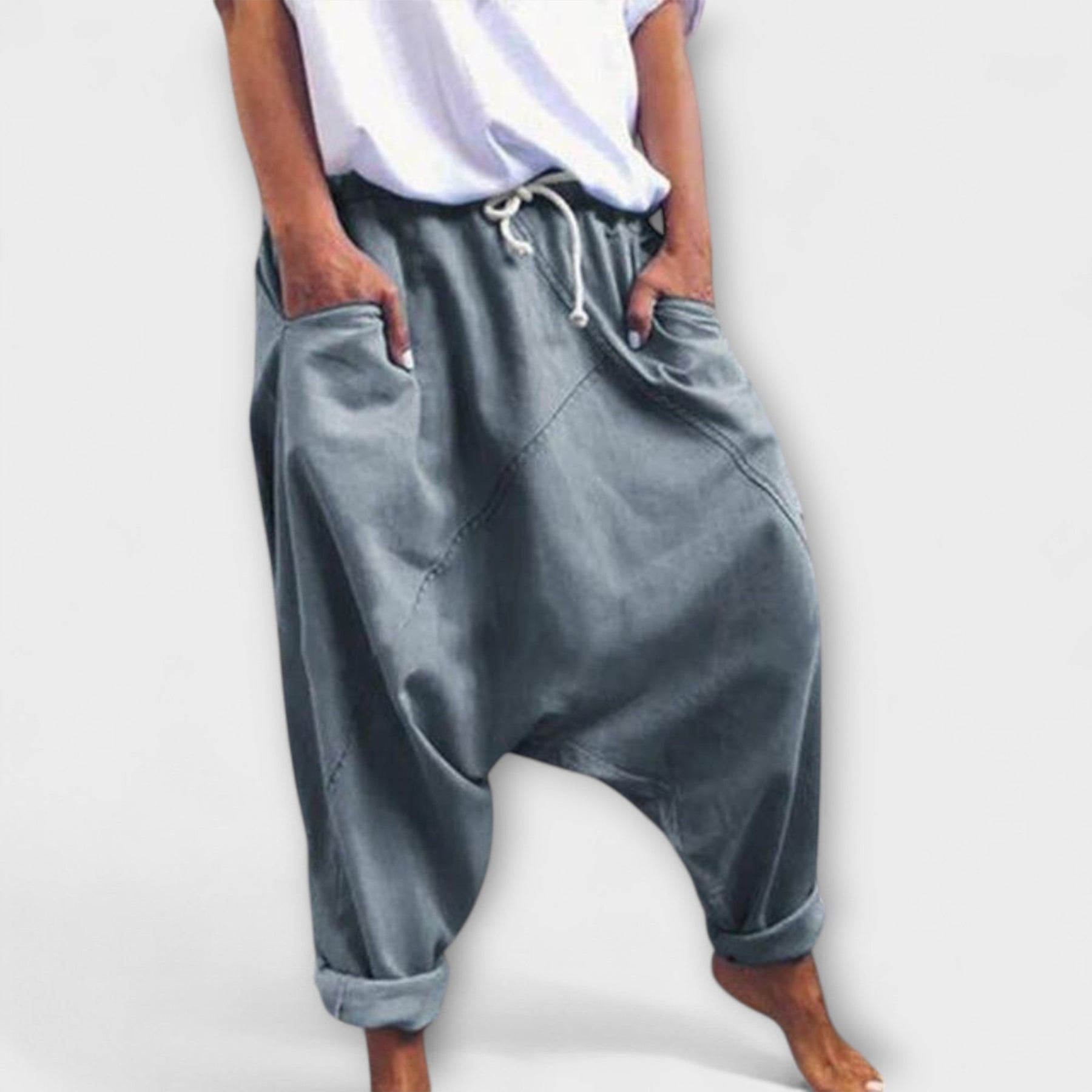Harem - Pantaloni Largi cu Legare