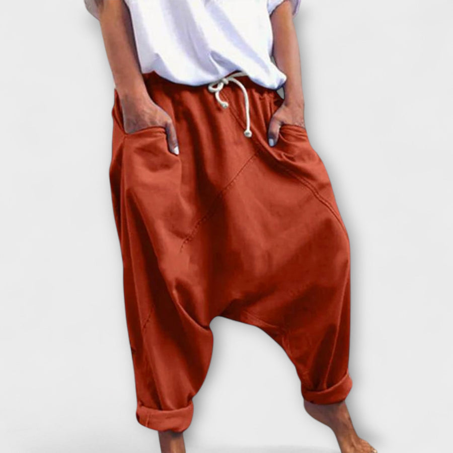 Harem - Pantaloni Largi cu Legare