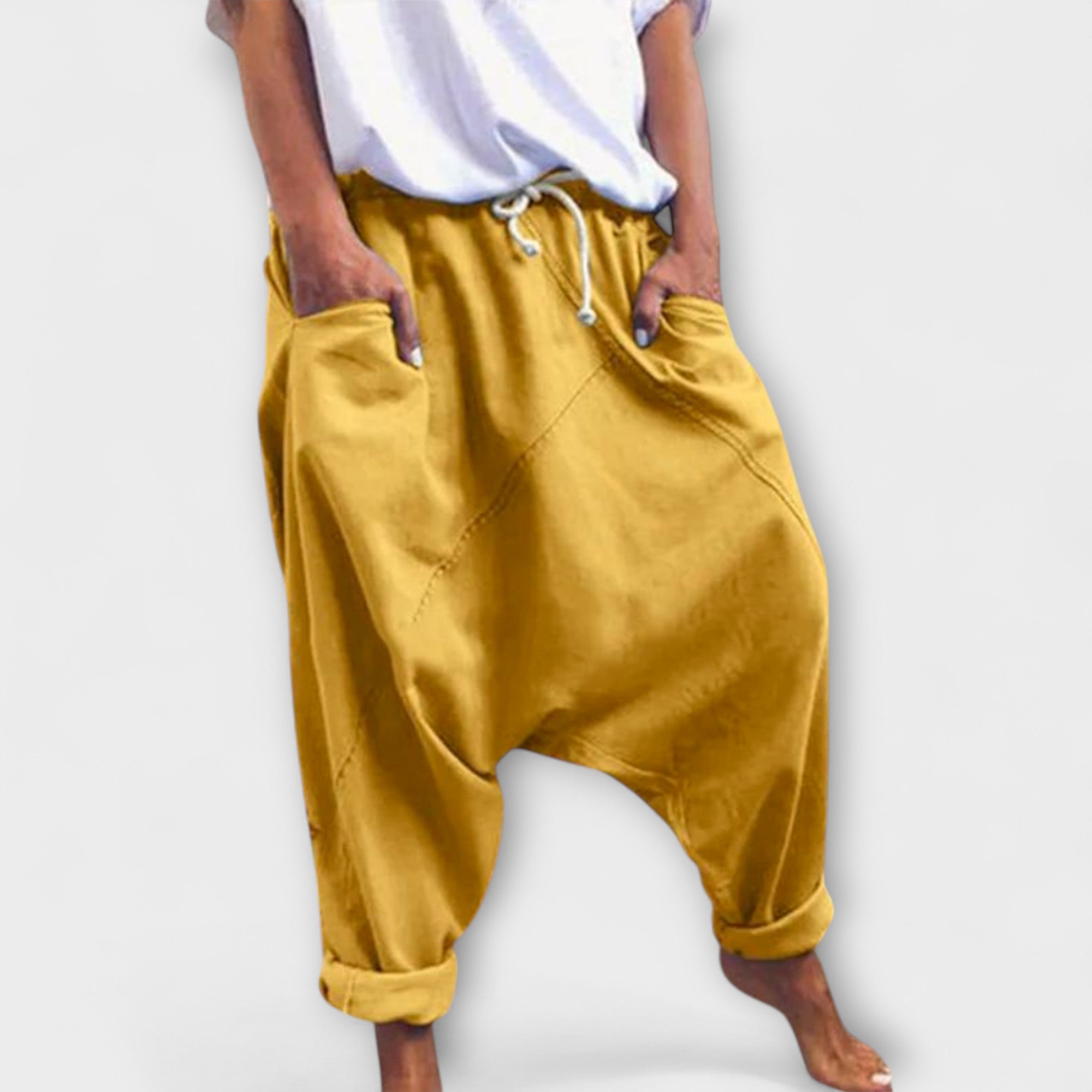 Harem - Pantaloni Largi cu Legare