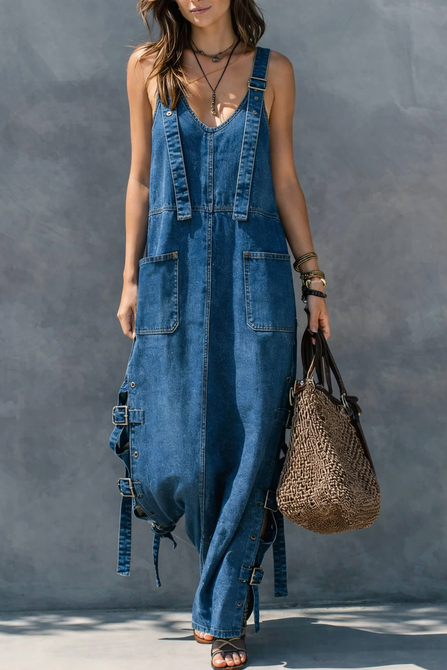 Harper™ | Salopetă din denim cu talie ajustabilă