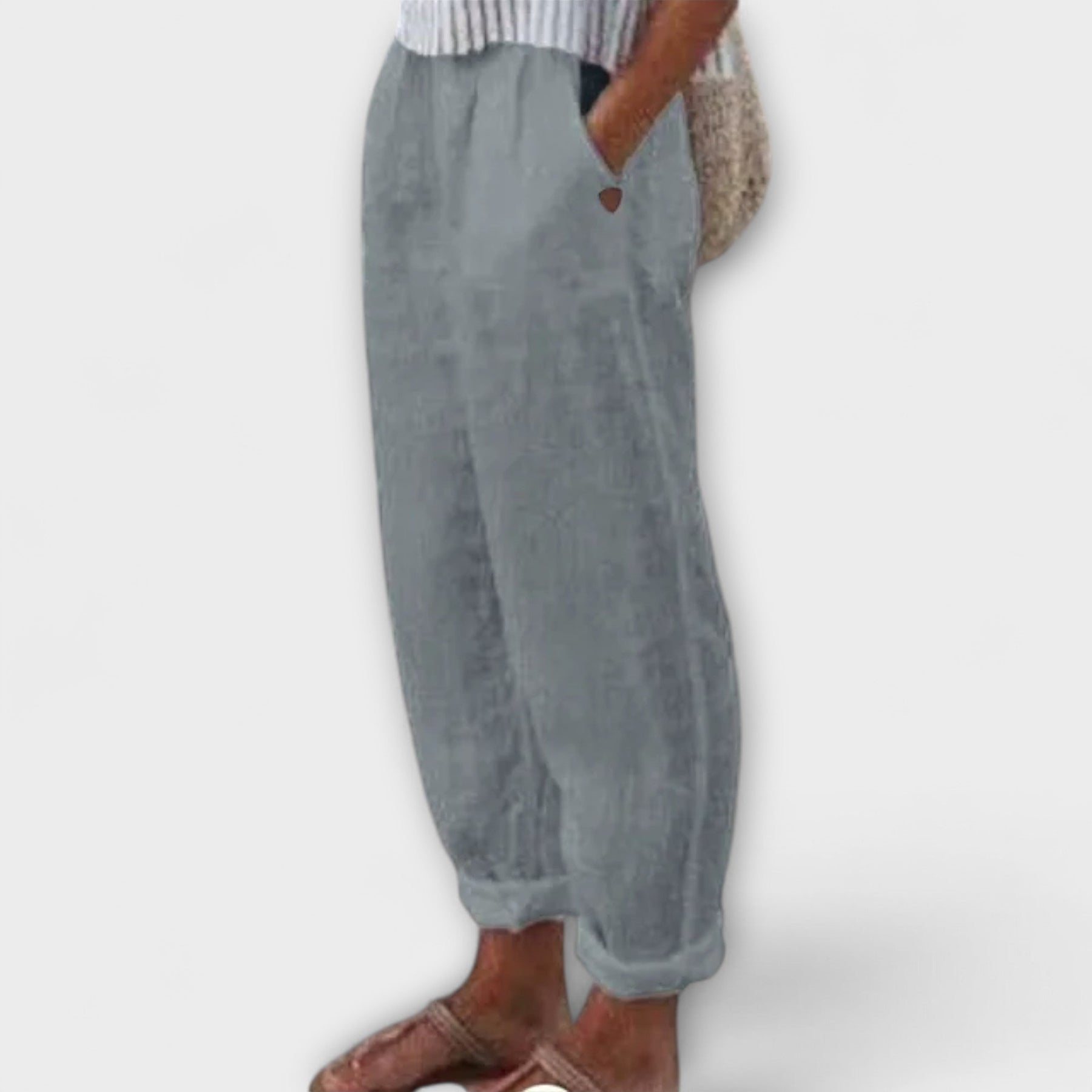 Klára - Pantaloni cu talie elastică și buzunare laterale