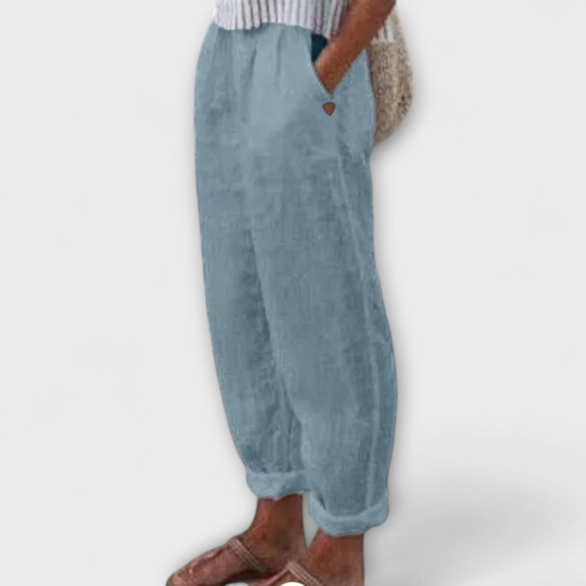 Klára - Pantaloni cu talie elastică și buzunare laterale