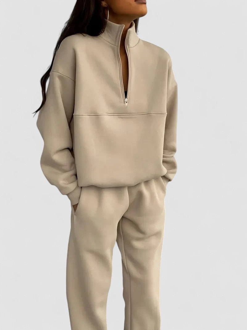 Set Casual cu Glugă și Culoare Uniformă