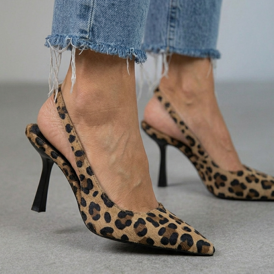 Isabelle – Pantofi Slingback cu Model Leopard