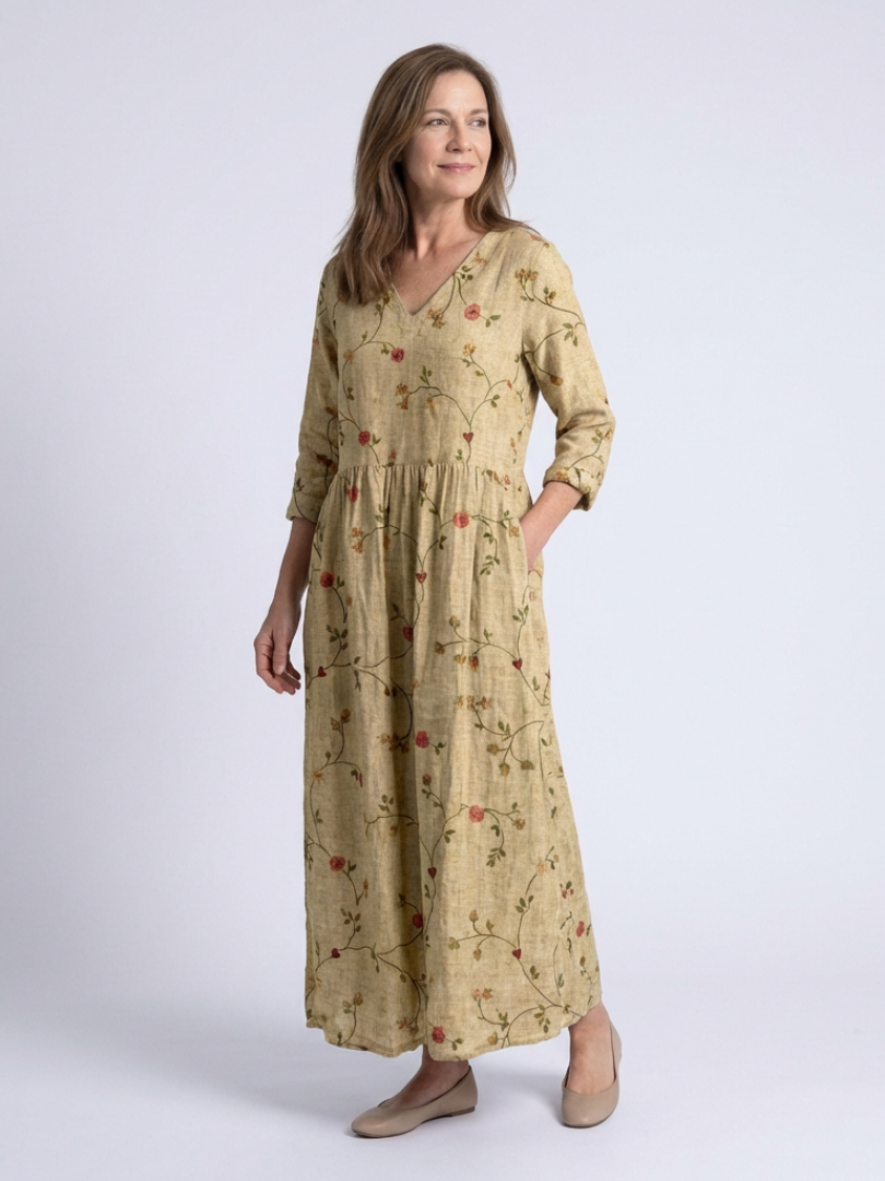 Marina | Rochie maxi cu decolteu în V floral și mâneci trei sferturi" 

Rewritten: "Marina | Rochie maxi florală cu decolteu în V și mâneci trei sferturi